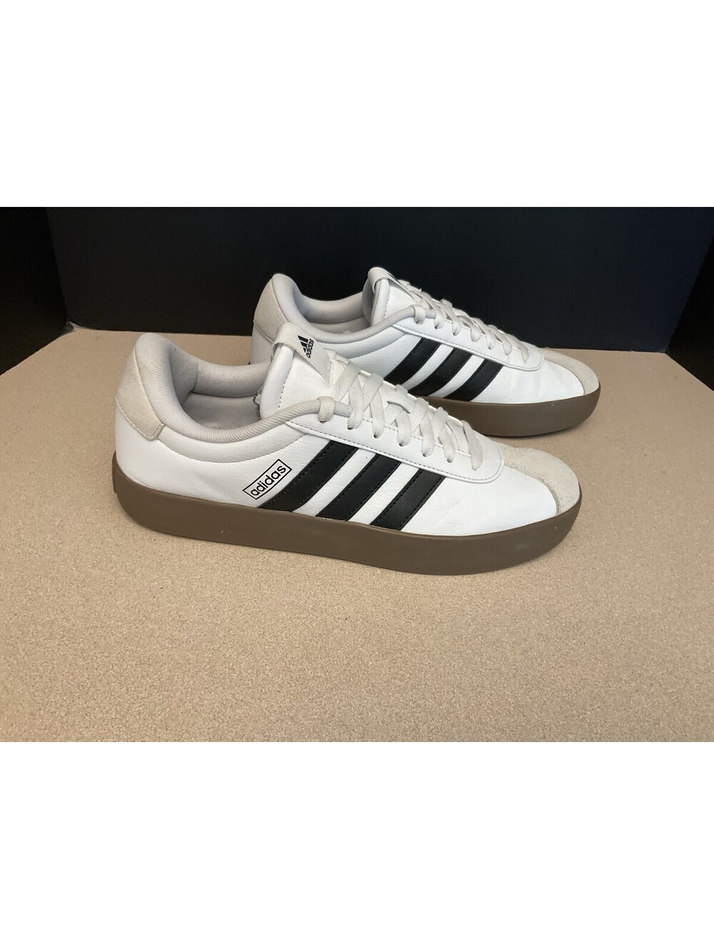 Womens Adidas VL Court 3.0 White/Black/Gum Athletic Shoes. Size 10. Nice Shoes!!
